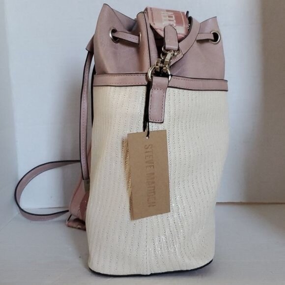 Steve Madden Bag Pink BMayor Raffia Crossbody Shoulder Handbag Tote WOMEN'S - Picture 6 of 16